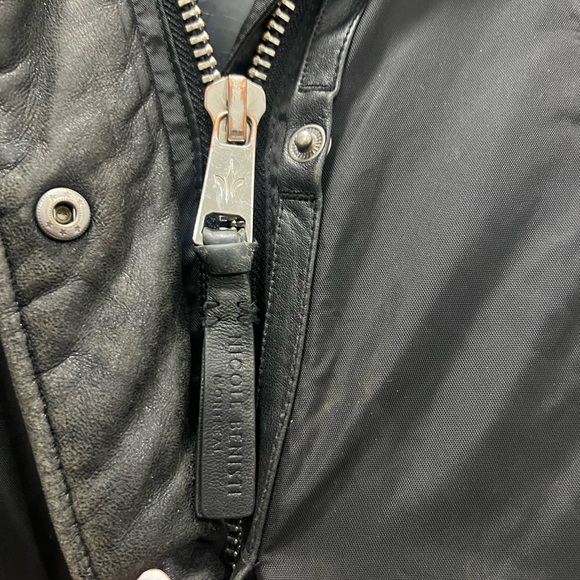 Nicole Benisti Black Brera Leather Trim Fur Accent Down Coat Size M $1,800 - Picture 12 of 16